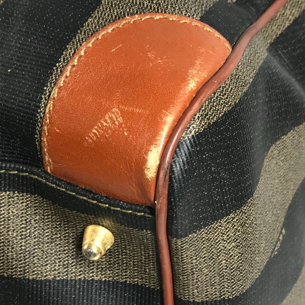FENDI Vintage Pecan Bag, Travel Boston Leather, Men's & Women's, Khaki - Picture 8 of 16